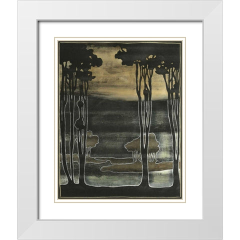 Small Nouveau Trees I White Modern Wood Framed Art Print with Double Matting by Goldberger, Jennifer