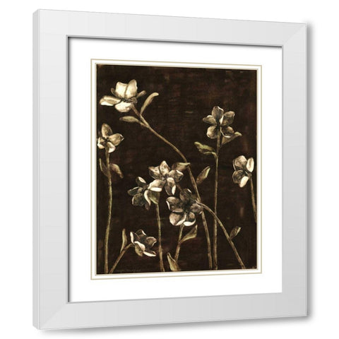 Medium Blossom Nocturne I  White Modern Wood Framed Art Print with Double Matting by Meagher, Megan