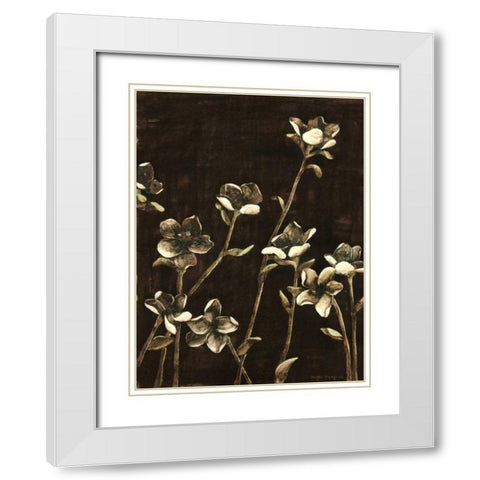 Medium Blossom Nocturne II White Modern Wood Framed Art Print with Double Matting by Meagher, Megan