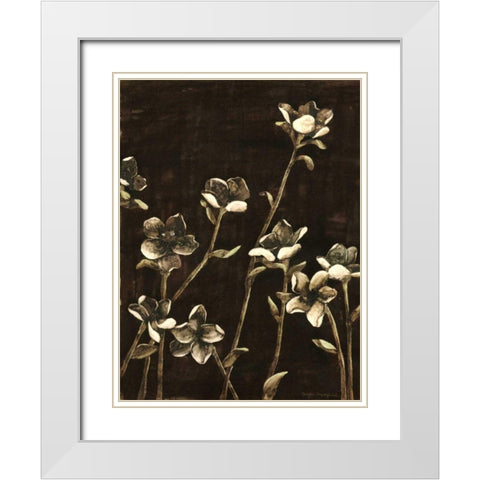Medium Blossom Nocturne II White Modern Wood Framed Art Print with Double Matting by Meagher, Megan
