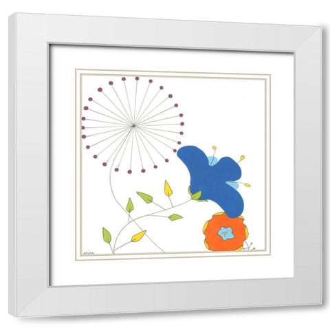 Playful Blooms I White Modern Wood Framed Art Print with Double Matting by Vess, June Erica