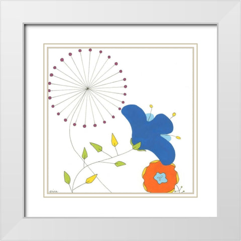 Playful Blooms I White Modern Wood Framed Art Print with Double Matting by Vess, June Erica