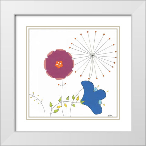 Playful Blooms IV White Modern Wood Framed Art Print with Double Matting by Vess, June Erica