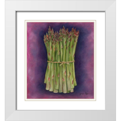 Asparagus White Modern Wood Framed Art Print with Double Matting by Goldberger, Jennifer