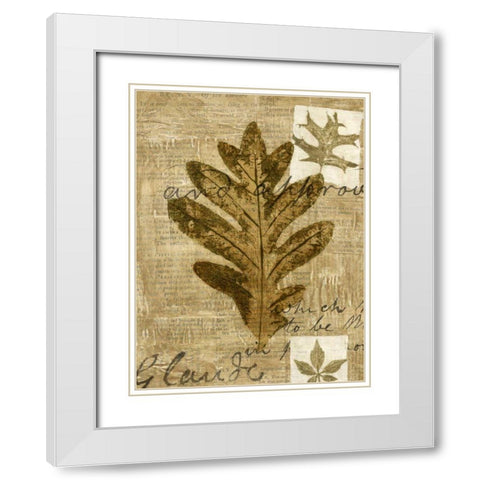Leaf Collage I White Modern Wood Framed Art Print with Double Matting by Archie, K.