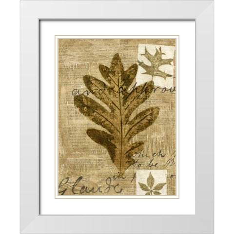 Leaf Collage I White Modern Wood Framed Art Print with Double Matting by Archie, K.