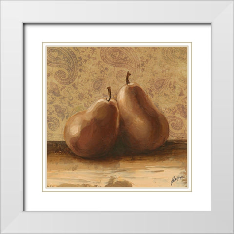 Small Fruit Duet II White Modern Wood Framed Art Print with Double Matting by Harper, Ethan