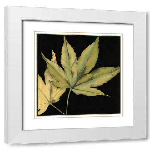 Small Tandem Leaves I White Modern Wood Framed Art Print with Double Matting by Goldberger, Jennifer