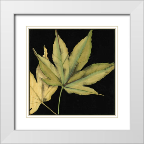 Small Tandem Leaves I White Modern Wood Framed Art Print with Double Matting by Goldberger, Jennifer