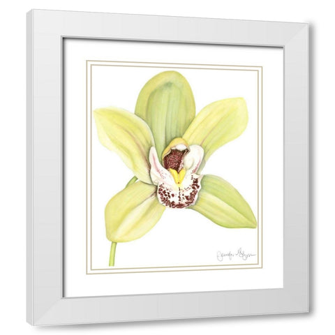 Small Orchid Beauty II White Modern Wood Framed Art Print with Double Matting by Goldberger, Jennifer