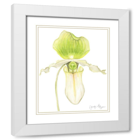 Small Orchid Beauty IV White Modern Wood Framed Art Print with Double Matting by Goldberger, Jennifer
