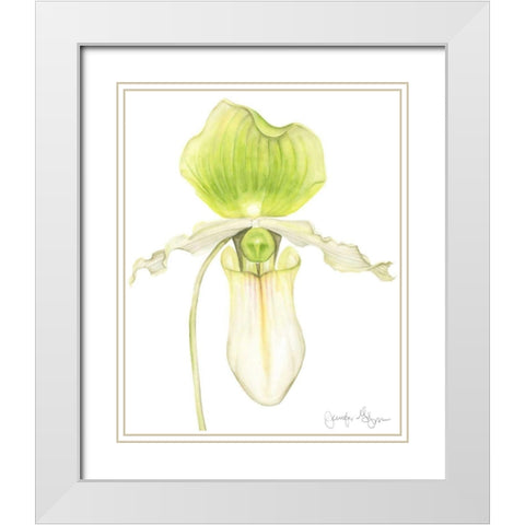 Small Orchid Beauty IV White Modern Wood Framed Art Print with Double Matting by Goldberger, Jennifer