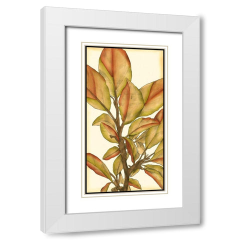 Small Gilded Leaves I White Modern Wood Framed Art Print with Double Matting by Goldberger, Jennifer