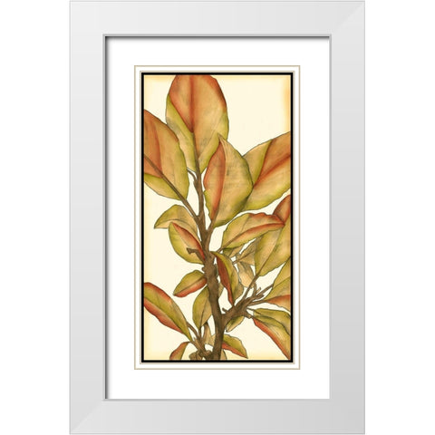 Small Gilded Leaves I White Modern Wood Framed Art Print with Double Matting by Goldberger, Jennifer