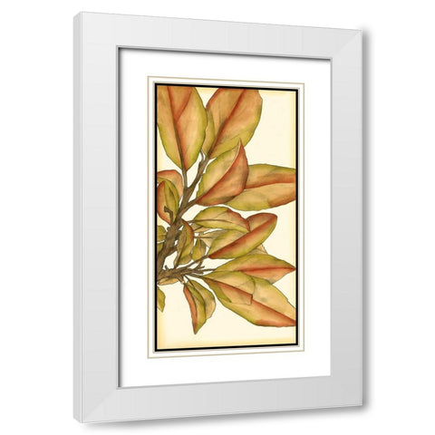 Small Gilded Leaves II White Modern Wood Framed Art Print with Double Matting by Goldberger, Jennifer