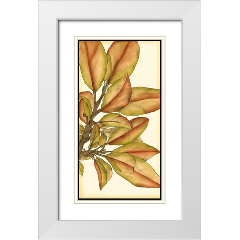 Small Gilded Leaves II White Modern Wood Framed Art Print with Double Matting by Goldberger, Jennifer