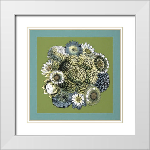 Small Celadon Bouquet IV White Modern Wood Framed Art Print with Double Matting by Zarris, Chariklia
