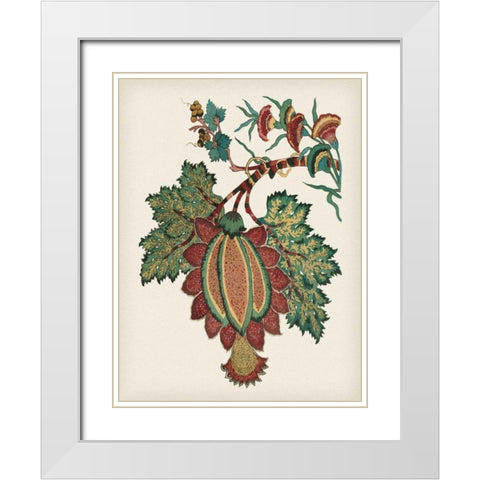 Small Jacobean Floral II White Modern Wood Framed Art Print with Double Matting by Vision Studio
