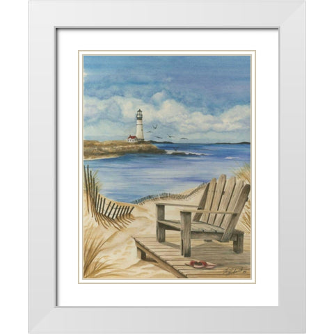 Lighthouse View I White Modern Wood Framed Art Print with Double Matting by Throckmorton, Jay