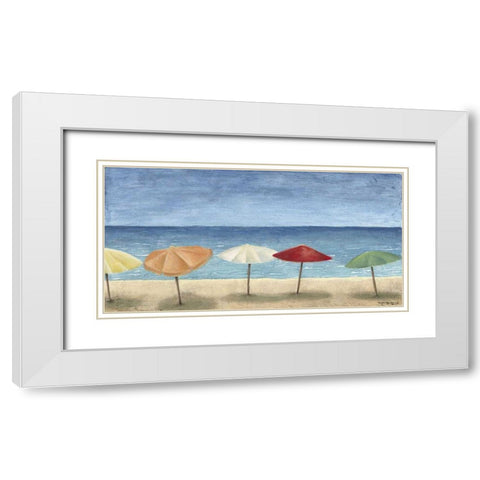 Ocean Umbrellas I White Modern Wood Framed Art Print with Double Matting by Meagher, Megan