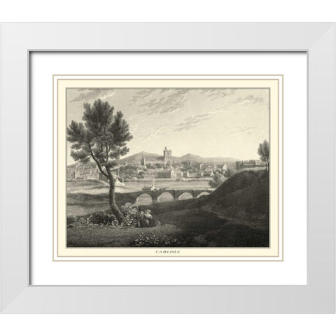 Carlisle Castle White Modern Wood Framed Art Print with Double Matting by J. Greig