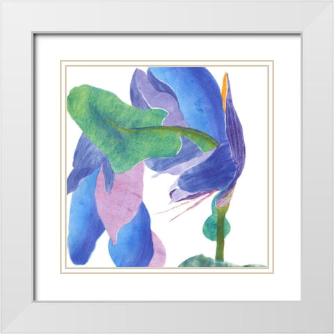 Surprise Indigo II White Modern Wood Framed Art Print with Double Matting by Roth, Carolyn