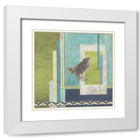 Avian Scrapbook II White Modern Wood Framed Art Print with Double Matting by Vess, June Erica