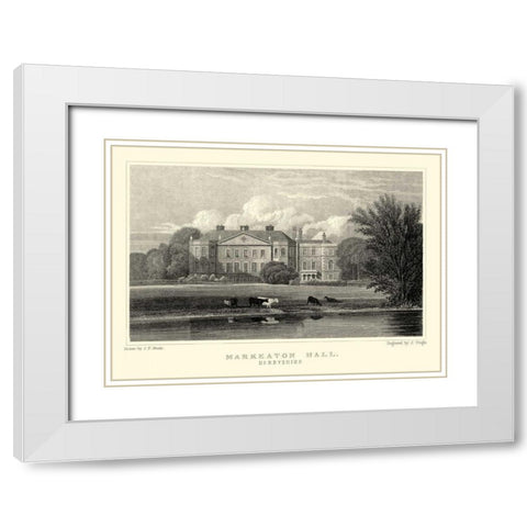 Markeaton Hall White Modern Wood Framed Art Print with Double Matting by Neale, J.P.