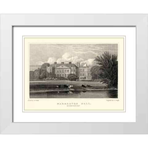 Markeaton Hall White Modern Wood Framed Art Print with Double Matting by Neale, J.P.