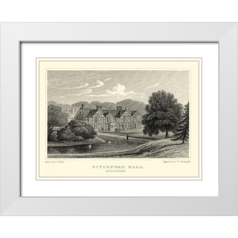 Pitchford Hall White Modern Wood Framed Art Print with Double Matting by Neale, J.P.