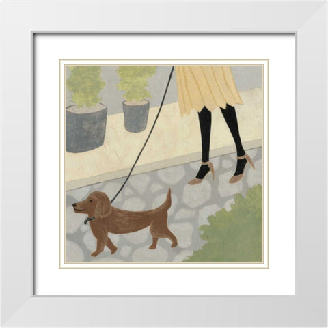City Dogs IV White Modern Wood Framed Art Print with Double Matting by Meagher, Megan