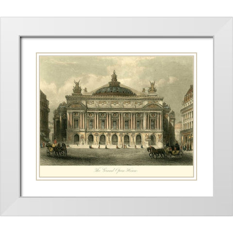 The Grand Opera House, Paris White Modern Wood Framed Art Print with Double Matting by Allom, T.
