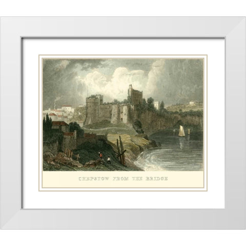 Chepstow from the Bridge White Modern Wood Framed Art Print with Double Matting by Allom, T.