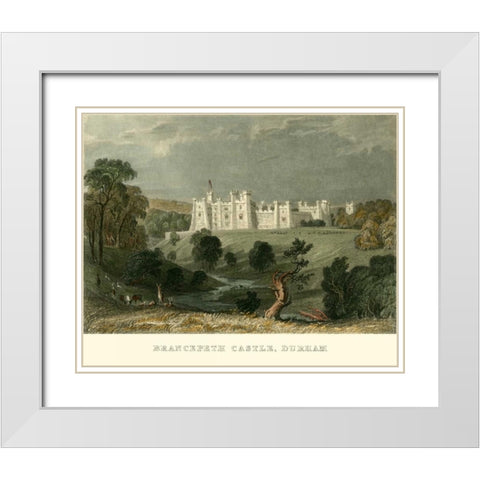 Brancepeth Castle, Durham White Modern Wood Framed Art Print with Double Matting by Allom, T.