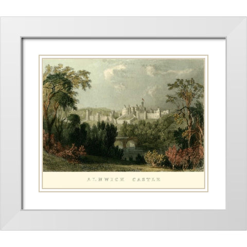 Ainwick Castle White Modern Wood Framed Art Print with Double Matting by Allom, T.