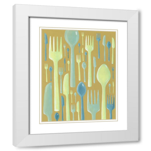 Spring Cutlery II White Modern Wood Framed Art Print with Double Matting by Lam, Vanna
