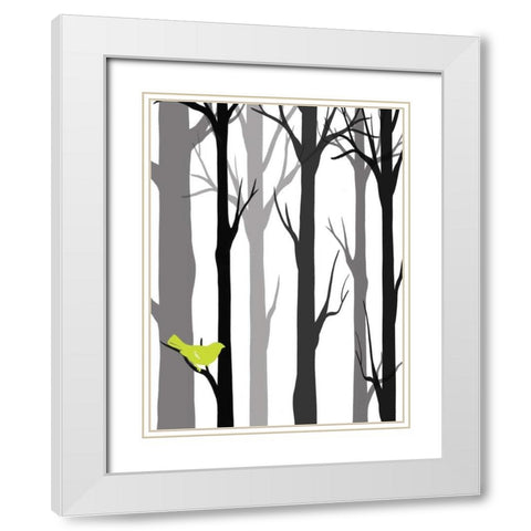 Forest Silhouette I White Modern Wood Framed Art Print with Double Matting by Vess, June Erica