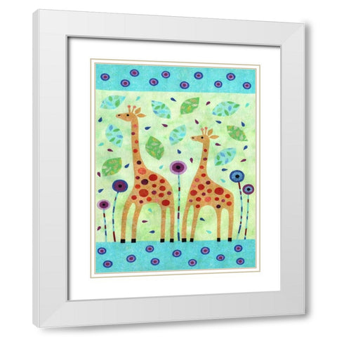 Giraffe Pair White Modern Wood Framed Art Print with Double Matting by Conway, Kim