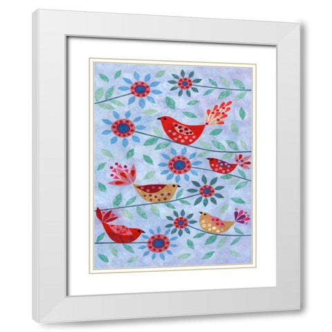 Five Birds White Modern Wood Framed Art Print with Double Matting by Conway, Kim