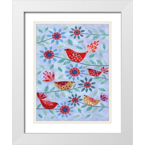 Five Birds White Modern Wood Framed Art Print with Double Matting by Conway, Kim