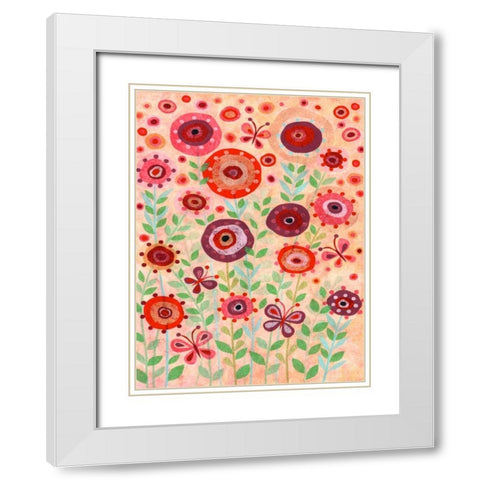 Flower Flight White Modern Wood Framed Art Print with Double Matting by Conway, Kim