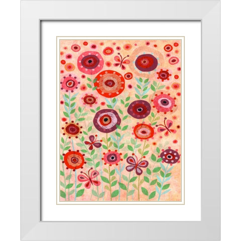 Flower Flight White Modern Wood Framed Art Print with Double Matting by Conway, Kim