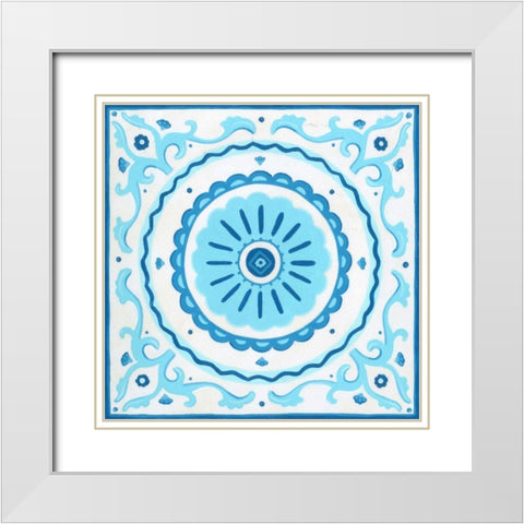 Folk Tile I White Modern Wood Framed Art Print with Double Matting by Vess, June Erica