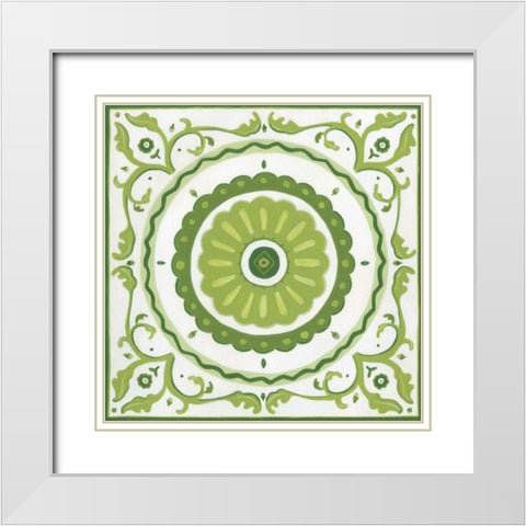 Folk Tile II White Modern Wood Framed Art Print with Double Matting by Vess, June Erica