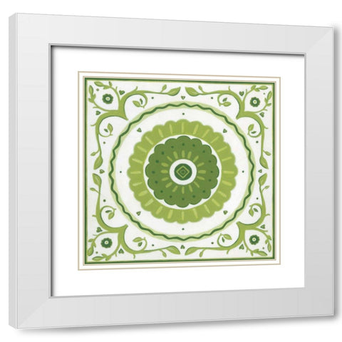 Folk Tile III White Modern Wood Framed Art Print with Double Matting by Vess, June Erica