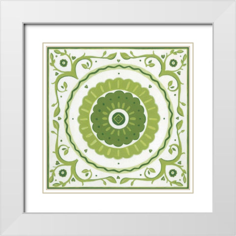 Folk Tile III White Modern Wood Framed Art Print with Double Matting by Vess, June Erica