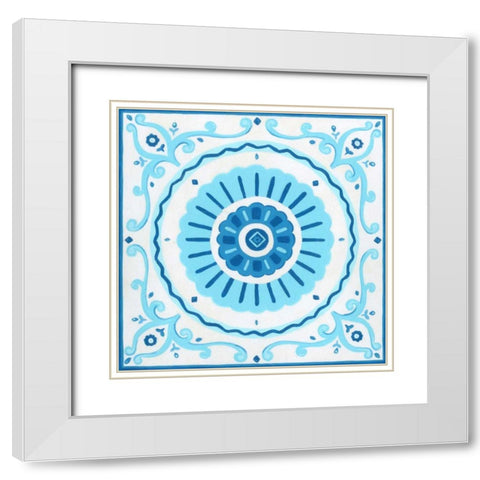 Folk Tile IV White Modern Wood Framed Art Print with Double Matting by Vess, June Erica