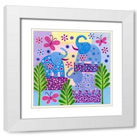 Elephant Sunshine White Modern Wood Framed Art Print with Double Matting by Conway, Kim