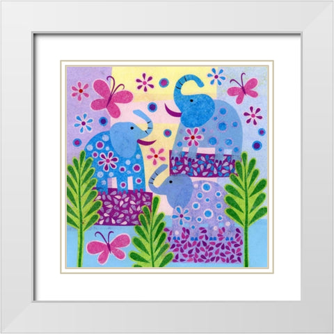 Elephant Sunshine White Modern Wood Framed Art Print with Double Matting by Conway, Kim