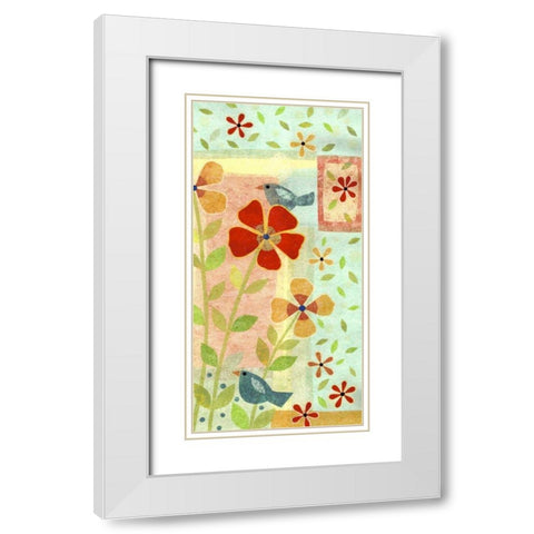 Little Birds II White Modern Wood Framed Art Print with Double Matting by Conway, Kim